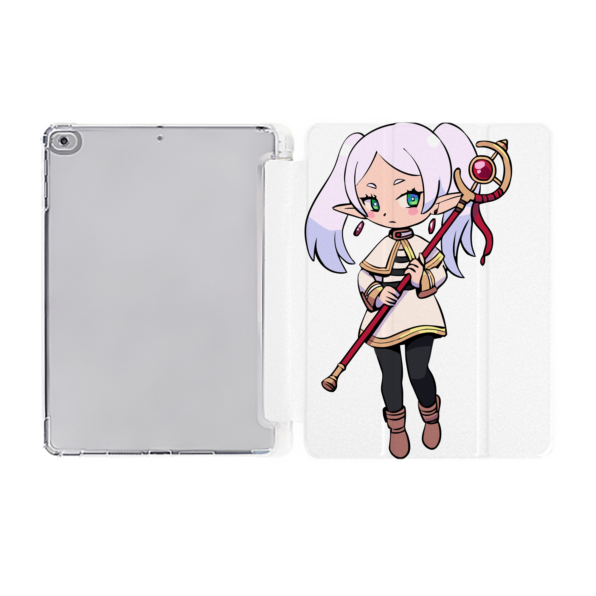 （画像用） 葬送のフリーレン Frieren IPad ケース ペン収納付き 三つ折りスタンド PUレザー×シリコン 対応機種9.5/10.5/10.9インチ